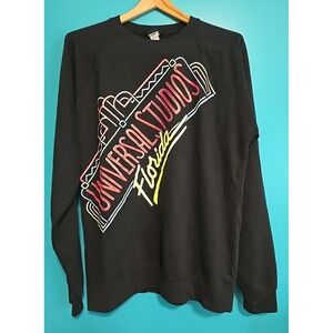 Universal Studios Florida Sweatshirt Adult XL Long Sleeve Retro NEON Logo Black